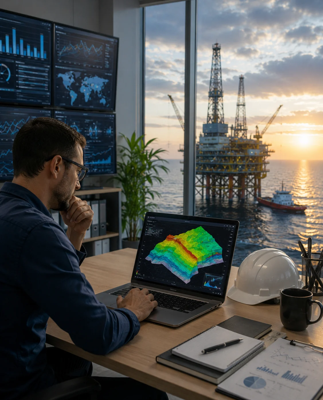 Hydrographic instrumentation simulator console in enterprise environment