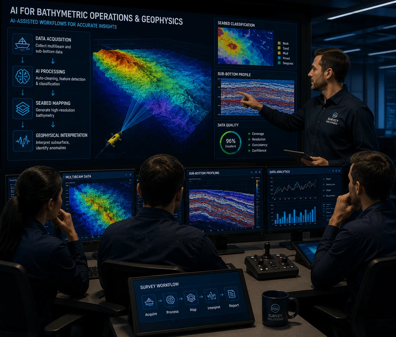3D seabed mapping visualisation and bathymetric sonar data
